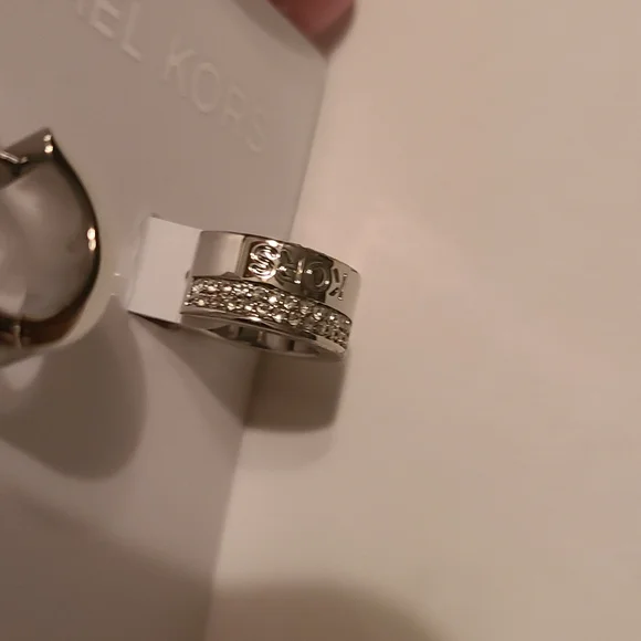 Michael Kors Shiny Silver Hug Hoop Earrings - Picture 8 of 11